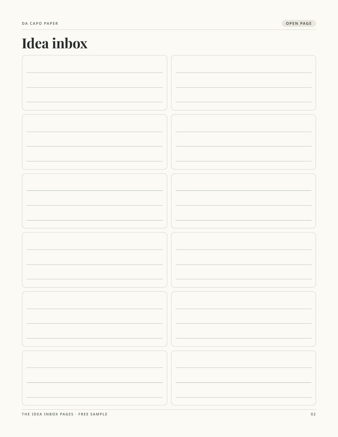 Page 2 of The Idea Inbox Pages